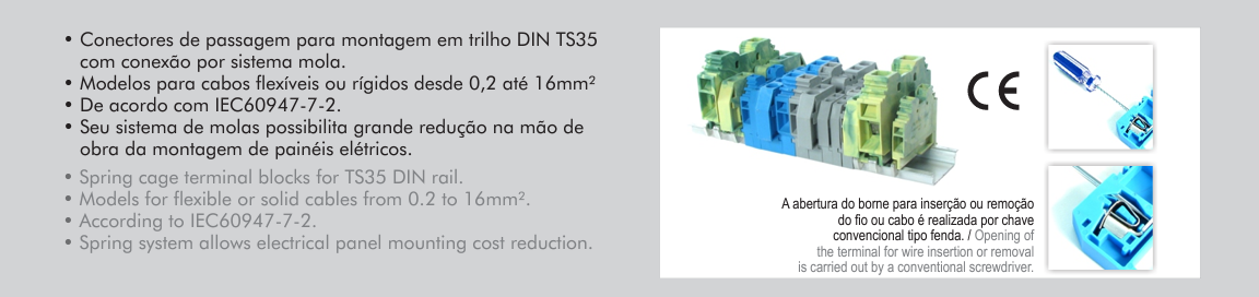 Conector de passagem tipo mola BM2-f22
